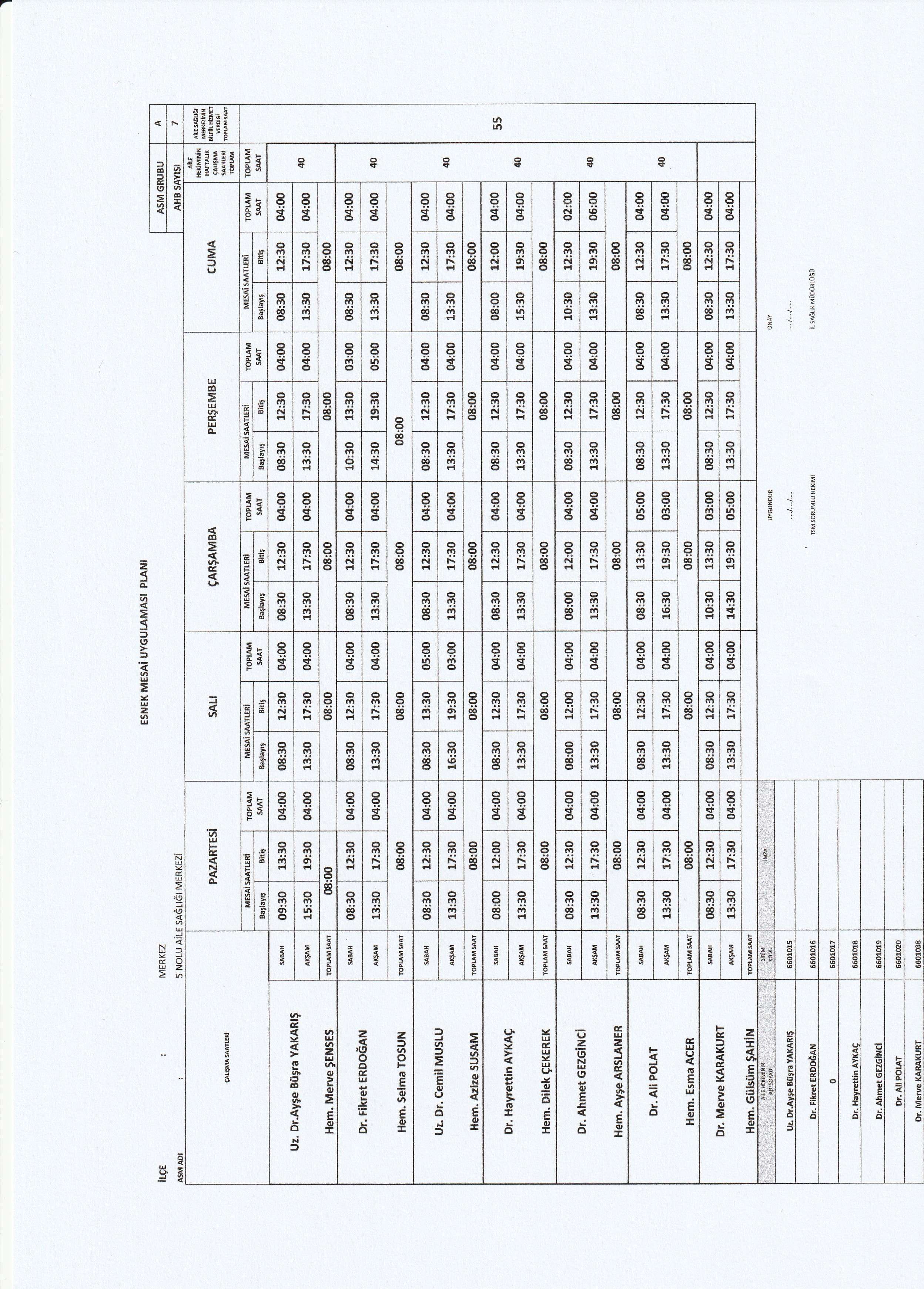 Çalışma Saatlerimiz